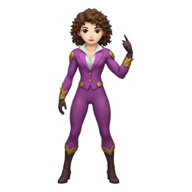 full body woman short curly brown mullet brown eyes white skin muscular build thorn berry rogue suit sticker