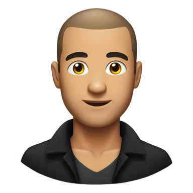 italian man, with buzz cut and no beard. wearing a black smart shirt unbuttoned. sticker