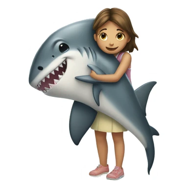 girl hugging shark sticker