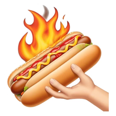 Hand Holding a Flaming Hotdog sticker
