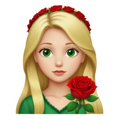 Girl profile picture with long blonde hair and green eyes and 1 flower in her hair sticker