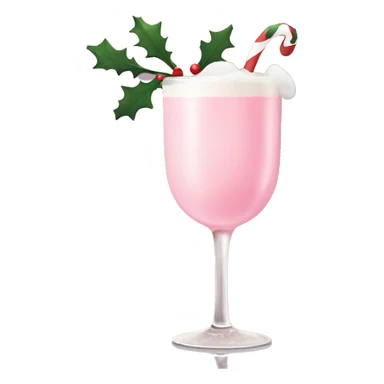 pastel pink christmas drink, with mistletoe on the top of it sticker