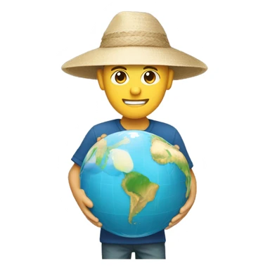 white traveler with a Vietnamese hat on his head and a globe in his hands sticker