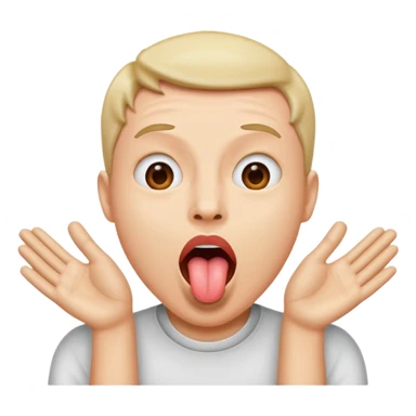 mouth open with tongue out and 2 hands to the side sticker