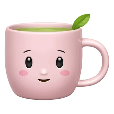 White pastel pink ceramic mug with matcha sticker