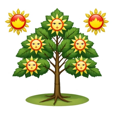 Флаг Чувашии(две мелкие красные полосы снизу, жёлтый фон, чувашское древо и три чувашских солнца из мифологии)  sticker