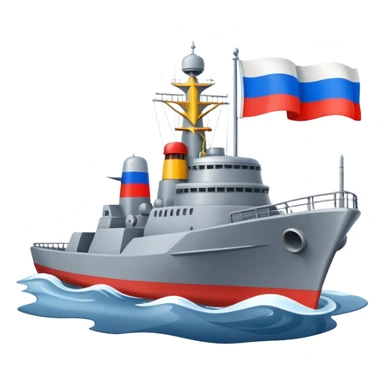 warship with russia flag sticker
