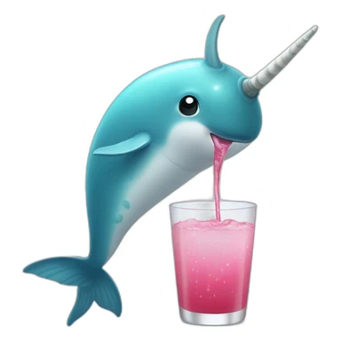 narwhal sipping drink sticker