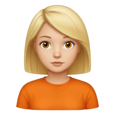 Women with blond hair bob and orange shirt sticker