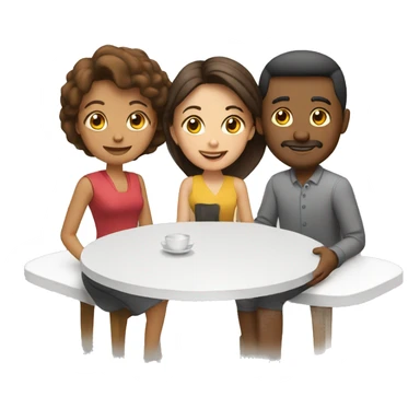 3 people around an restaurant table sticker