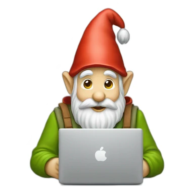 gnome typing on laptop sticker