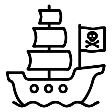 pirate ship, minimal and modern, icon style sticker