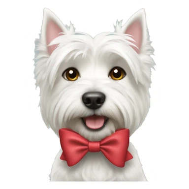 Westie dog with a bow sticker