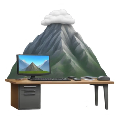 MOUNTAIN WITH A FACE TYPING ON A COMPUTER  sticker