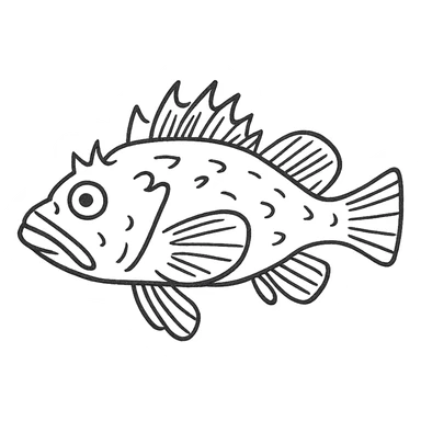 brown scorpion fish, hand drawn outlined icon with sketchy lines sticker