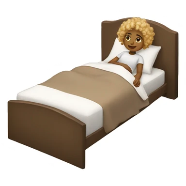 Brown girl with blonde curls relaxing in bed sticker