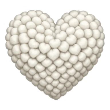white fur heart, large clumps of wool sticker