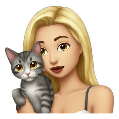 hot girl kiss cat sticker