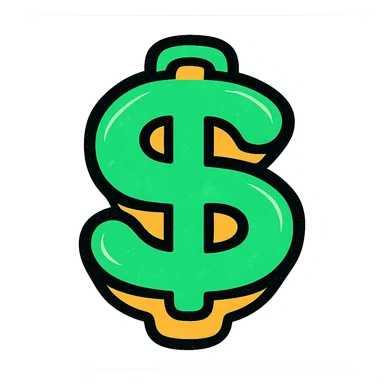 dollar sign, modern look, green gold and white color scheme, rounded shapes, simple design sticker