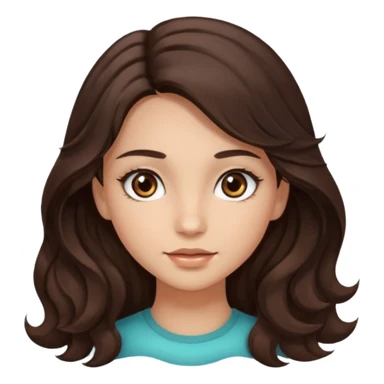 girl with wavy long dark brown hair, brown eyes, light to medium complexion, long lashes sticker