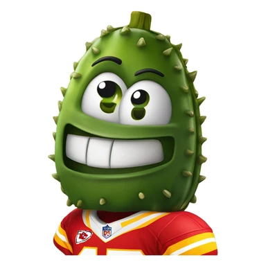 Cartoon Pickle with Kansas City Chiefs football Jersey sticker