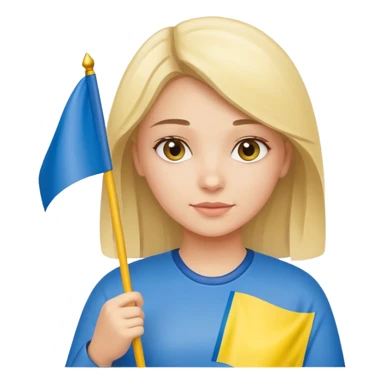 Girl holding Ukraine flag  sticker