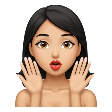 Tan girl with black hair sending kisses  sticker