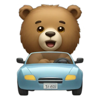 bear driving car sticker
