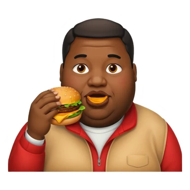 Fat black man eating burger sticker