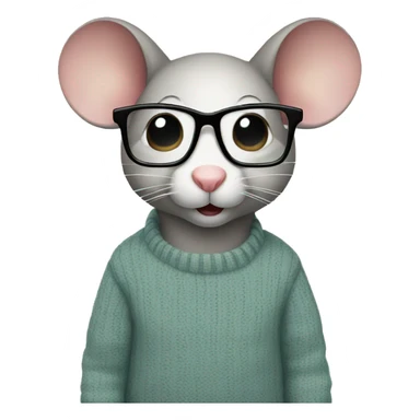 Mouse with glasses and sweater sticker