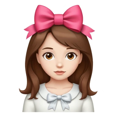 A girl with brown hair with a bow sticker