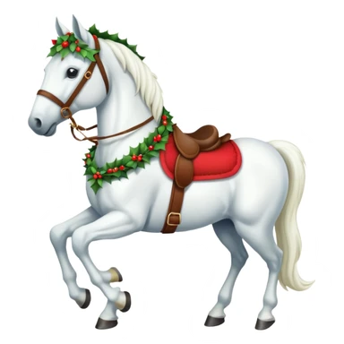 Christmas white horse with red saddle a full-length  sticker