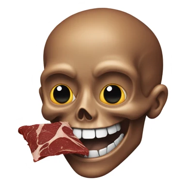 Skull emoji eating beef jerky  sticker