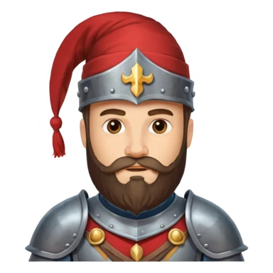 a royal western knight with full beard, wearing hat sticker
