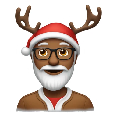 A 50 years brown skin man who has beard, glasses, and use Santa's hat and a diadem of  Rudolf  the reindeer in his hat  sticker