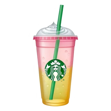 A Starbucks cup with a green straw and a pink lemonade inside the cup sticker