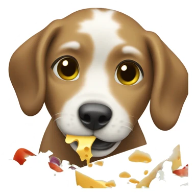 Cute dog eating a cheese salad sticker
