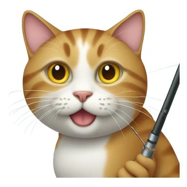 Cat with fishing rod sticker