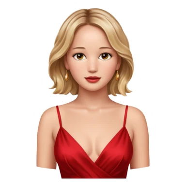 Jennifer Lawrence, in a red dress sticker