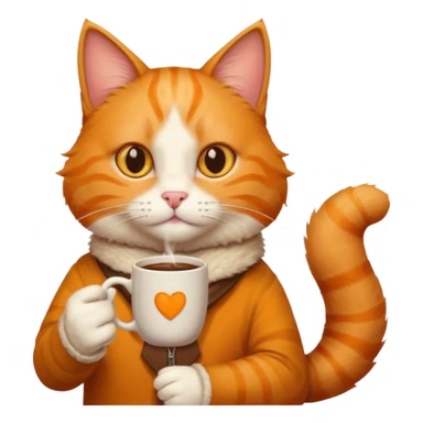 A ginger cat with a mug of coffee in its paw sticker
