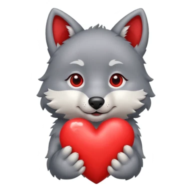 cute wolf holding heart sticker