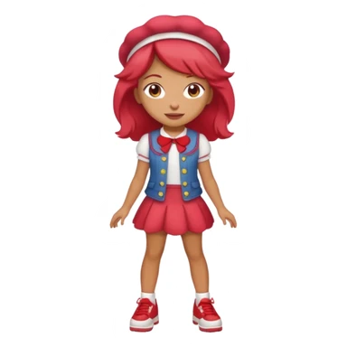 pretty and cute realistic modern day strawberry shortcake full body with red shoes emoji sticker