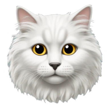 White fluffy cat with gray on nose sticker