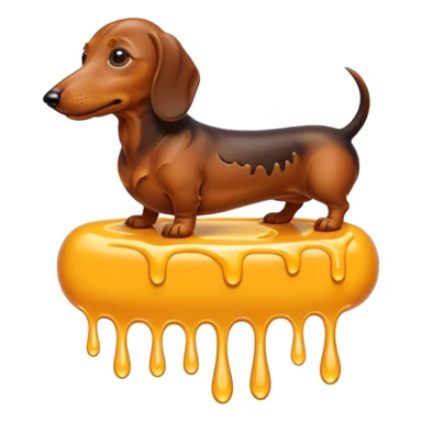 A Dachshund inside the glue sticker