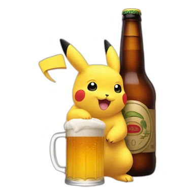 Pikatcu avec une bière sticker