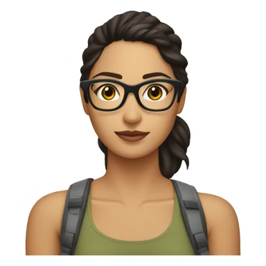 joven morena con lentes con computadora sticker