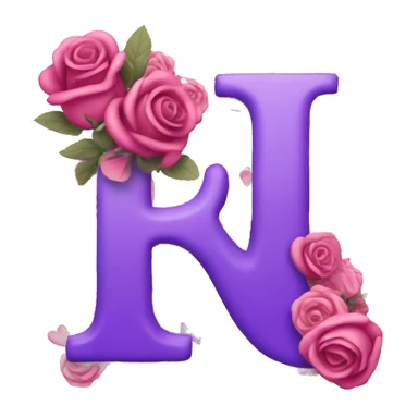 Make me the letter R with roses and hearts in pink and purple sticker