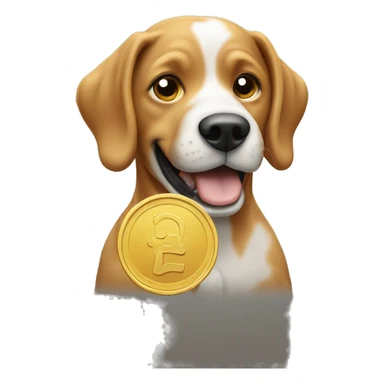a dog holding solana coin sticker