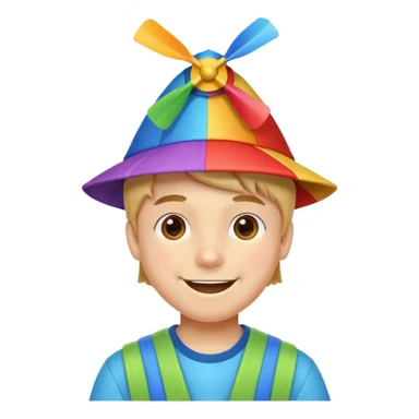 Boy wear colorful windmill hat sticker