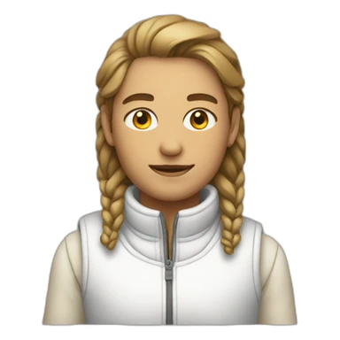 person in white fleece vest sticker